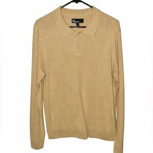 NWT The Commons Merino Wool Polo Sweater Tan Beige Medium